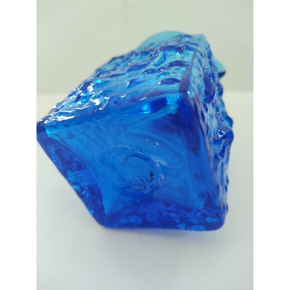 VTG Midnight Blue Pilgrim Glass Pitcher - Nugate Surface - Clear Handle  4" - Picture 10 of 13